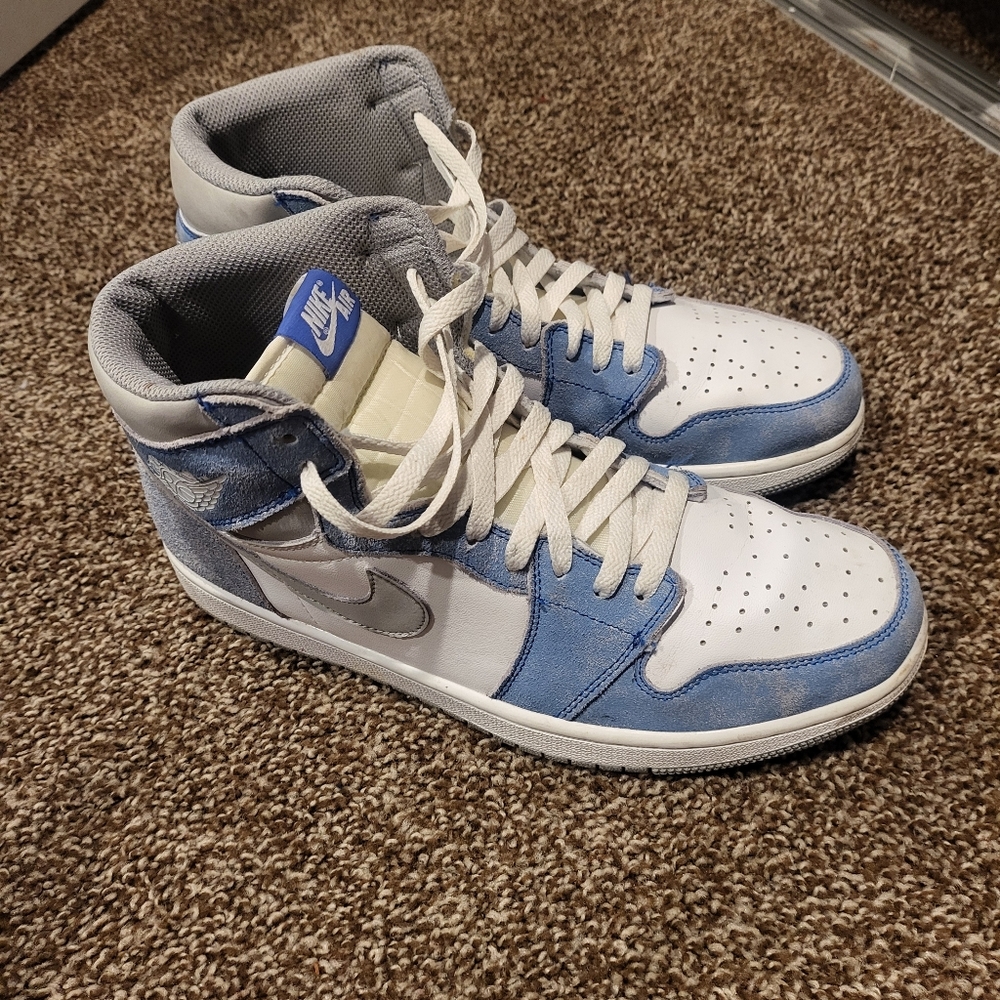 Jordan 1 denim and gray and white